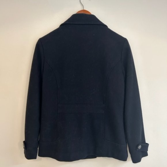 Banana Republic Navy Blue Wool Blend Double Breasted Peacoat- Size Small - Picture 2 of 10